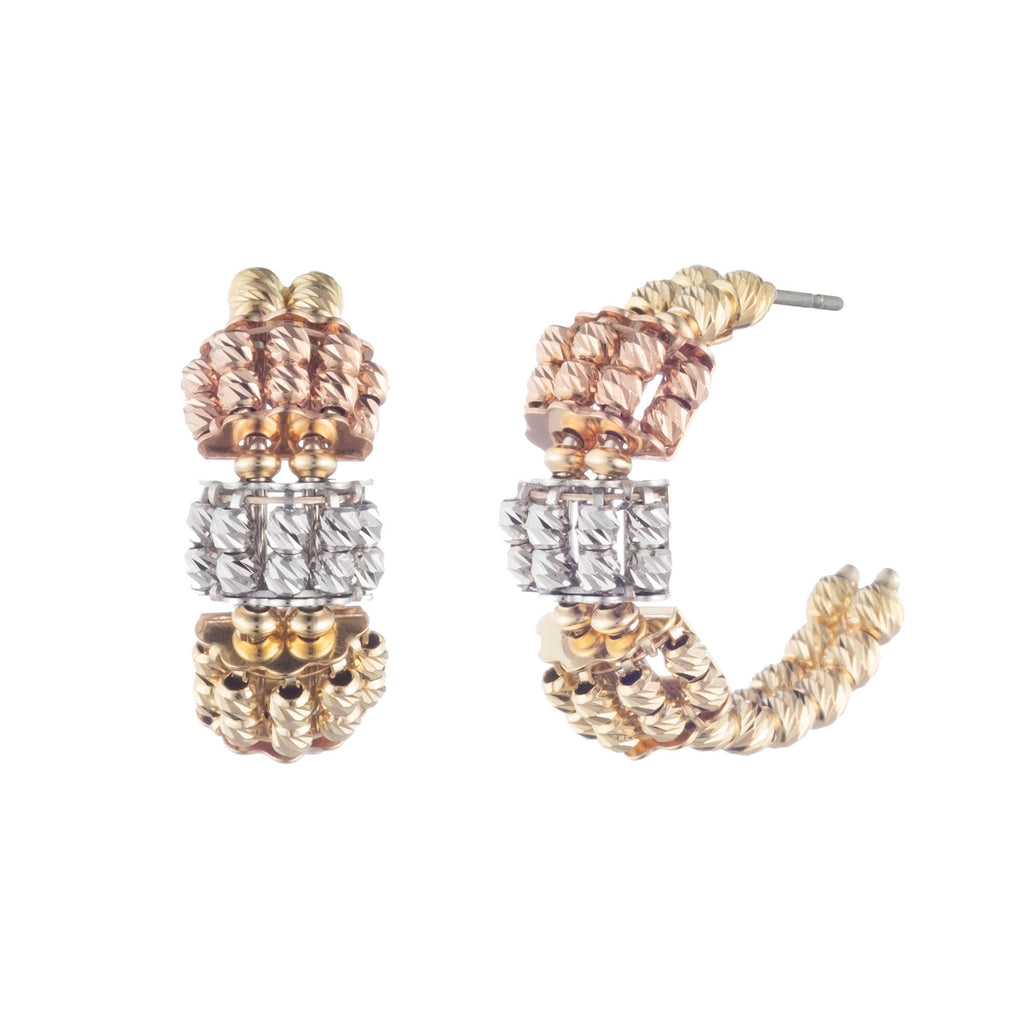 Tri-Tone Half Hoop Earrings